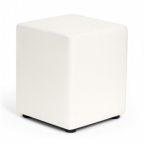 Cubo seduta ecopelle bianco