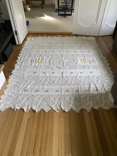 Antique crochet lace table - antique,