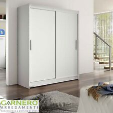 Armadio moderno ripiani e appendiabiti 150x200cm 2 ante scorrevoli bianco VILMA