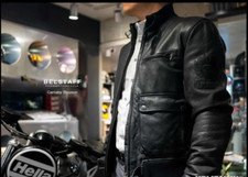 Belstaff Carnaby Blouson-Leather Jacket-Tg.L-Giacca Pelle-Cafe' Racer-Black-Rare