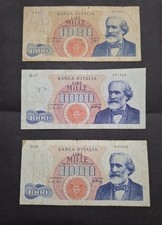  Lotto Di 3 Banconote Da Lire Mille Giuseppe Verdi 1 Tipo