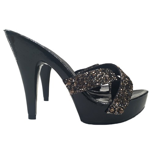 Zoccoli neri con strass tacco - zoccoli,