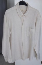 Camicia uomo ecrù, cotone 100%, lavorazione nido d'ape, maniche lunghe, tg XXL