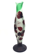 Emil Gallè Stupendo Vaso in vetro all'acido inciso Francia Art Nouveau Vintage