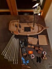 Playmobil 3750 grande nave pirata gommone pezzi di ricambio incompleti