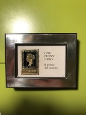 Francobollo One Penny Black riproduzione incorniciata con certificato