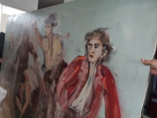 OLIVER TIHI, OLIO SU TELA 250X180CM OPERA DI GRANDI DIMENSIONI omaggio a Guttuso