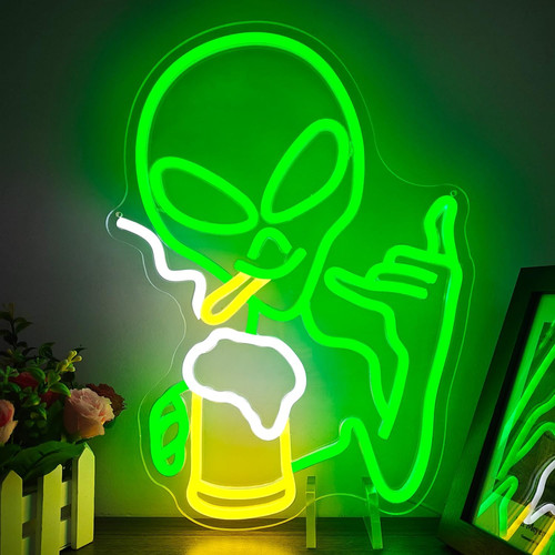 Insegna neon aliena verde per - neon,