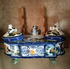 Antica ceramica Castelli Teramo calamaio completo prima meta dell'800 Favoloso