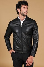 Giacca in Pelle Uomo Made in Italy Nera Vera Pelle Giubbotto Giubbino Moto