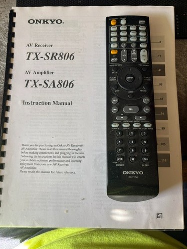 Manuale onkyo sr806 - manuale,