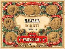1103 "MALVASIA D'ASTI ITALIA 1872 - F.CO VARVELLO E F.IO - ASTI" ETICH. ORIG.