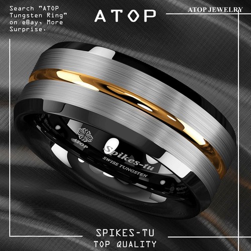Anello tungsteno bordo nero - anello,