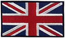 PATCH TOPPA RICAMATA BANDIERA INGLESE "UNION JACK" 13,5x7CM.TERMOADESIVA NUOVA