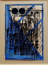 ENRICO DELLA TORRE tecnica mista su carta del 1991 titolata 'ALLUCINAZIONE'