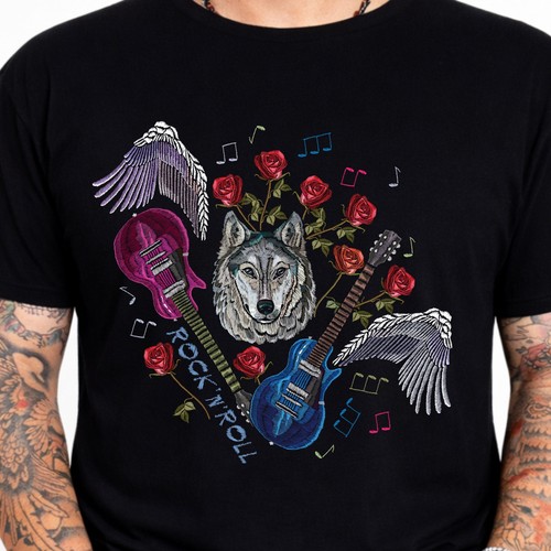 Maglietta wolf guitar - wolf,