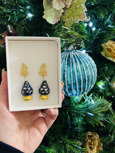 Orecchini pigna blu - orecchini,
