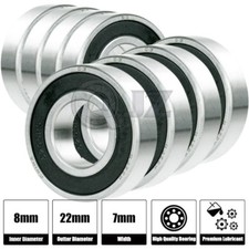 8x 608 Cuscinetto a sfera ABEC-3 8mm x22mm x 7mm Guarnizione in gomma Cuscinetto a sfera Skateboard