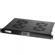 Techly Professional Gruppo 4 Ventole 1U per Rack 19'' con Termostato LED Nero