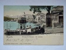 RAPALLO la marina Genova animata cartolina barca boat pescatori fisherman