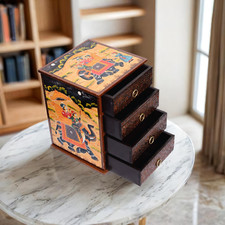 Cassettiera in legno dipinta a