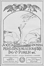 PUBBL. 1917 COSTRUZIONI AERONAUTICHE ING. O. POMILIO TORINO AEREI VOLO SANTINI 