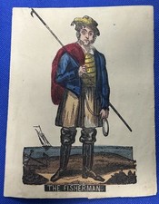 Acquaforte colorata a mano XVIII secolo IL PESCATORE