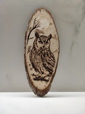 quadro pirografia natura animale animali gufo gufetto regalo idea legno a mano