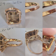 anello vistoso vintage in oro giallo 18 kt 750 pietra gialla topazio citrino