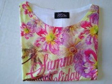 T shirt donna maglietta gialla fiori ragazza mezza manica tg M estate