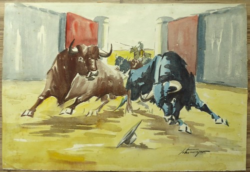 Guazzo acquerello corrida - guazzo/acquerello,