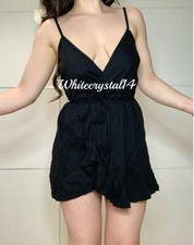 ABITO VESTITO ESTIVO PORTAFOGLIO NERO COTONE BALZE TAGLIA UNICA DONNA