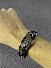 Bracciale Vintage Diesel Pelle Anni 00 Retro Vibe Metallo Dettagliato