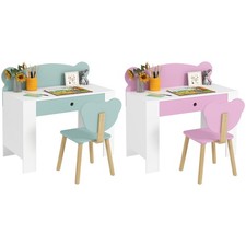 AIYAPLAY Set Scrivania per Bambini 3-8 Anni con Cassetto e Sedia a Orsetto