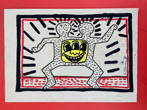 Disegno carta keith haring - su,