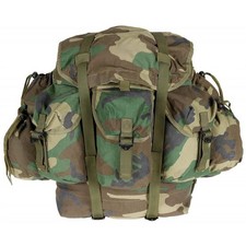 Zaino originale esercito turco 40L tasche frontali Cordura Woodland mimetico