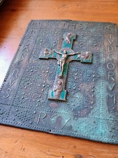 Antica lastra tabernacolo bronzo e smalti antiquariato