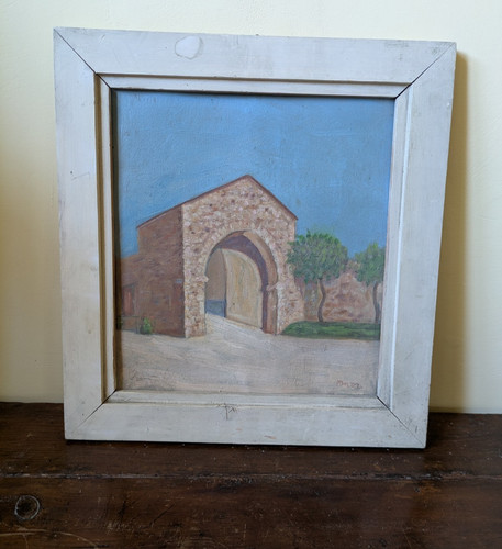 Vintage dipinto olio su - ad,