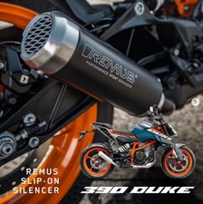 Silenziatore di scarico nero slip-on KTM 125 390 DUKE REMUS 2024 - 2025 RRP £634,00!