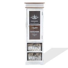Mobile Vetrinetta Legno Bianco Anta 1 Cassetto Shabby Mobili Rebecca 102x32x27