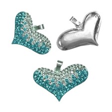 925 argento cuore ciondolo - argento, 3d