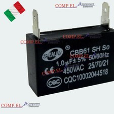 CONDENSATORE DI AVVIAMENTO MOTORE 1uF 450V ac CBB61 A FASTON CLIMA VENTILATORE