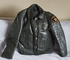 GIACCA IN PELLE ORIGINALE VINTAGE POLIZIA AMERICANA MOTOCICLISTI