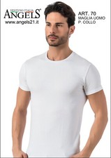 3 PEZZI MAGLIA UOMO ANGELS 21 MANICA CORTA ART. 70  COTONE BIELASTICO GIROCOLLO