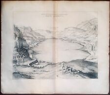 Stampa antica Lago Averno Pozzuoli Mortier 1704 Joan Blaeu veduta napoli