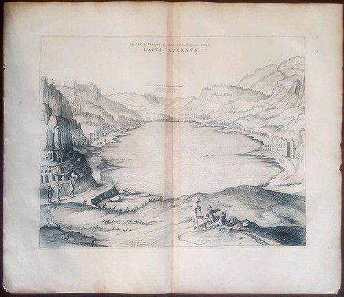 Stampa antica lago - lago, averno