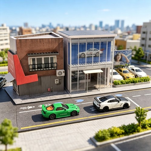 Diorama garage building - 1:64,