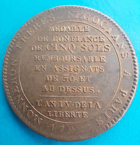 Monneron cinq sols - monneron, an