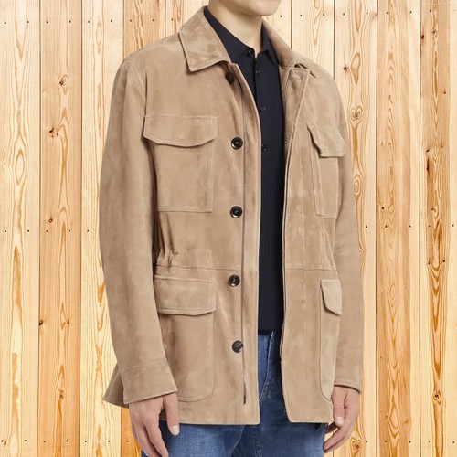 Men beige field jacket - beige,
