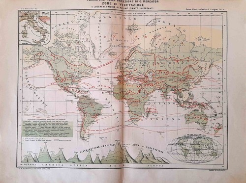 Stampa antica planisfero con - antica,